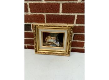 OIL ON BOARD OF CATS, SIGNED, 11X9 INCHES