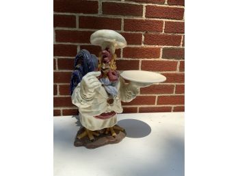 PORCELAIN CHICKEN CAKE STAND,17IN HEIGHT