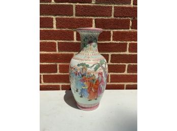 CHINESE VASE HAND PAINTED MADE IN CHINA VASE, 13.5IN HEIGHT