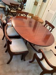 Vintage Duncan Style Mahogany Dining Room Table And Six Back Chairs