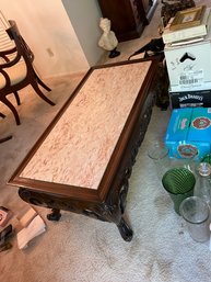 Vintage Rectangular Marble Top Wooden Center Table