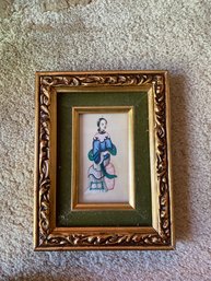 Chinese Export Gouache Paintings On Pith Paper Women In Blue Clothes