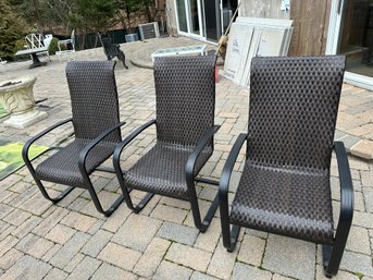 These Appear To Be Rattan Metal C-Spring Outdoor Dining Chair With High In Back. Set Of 6