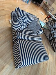 Custom Blue And White Chair With Ottoman 2