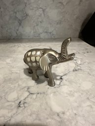 Vintage Brass Elephant With Mother Of Pearl Inlay