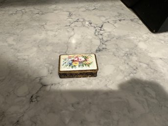 Vintage Hand Painted Floral Miniature Jewelry Box