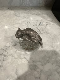 Tiger On Ball Paperweight