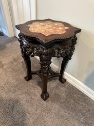 Antique Hand Carved Marble Top Stand/ End Table