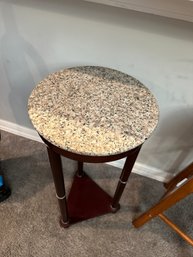 Granite And Wood Stand Table