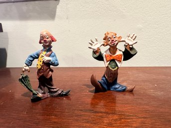 Pair Of Vintage Clown Painted Figurine