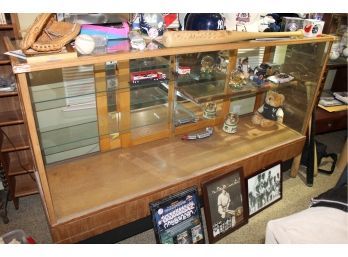 Large Wood And Glass Display Case With Multiple Shelves. CASE ONLY NOTHING ELSE WILL BE INCLUDED