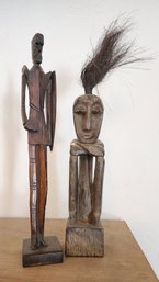 (2) Vintage Wood Tribal Figure Carvings