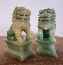 Vintage Set Of Imitation Jade Foo Dog Figures