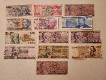 Assortment Of Vintage MEXICO Paper Bill Currency RETIRED