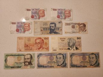Assortment Of Vintage ITALY, ISRAEL And PERU Paper Bill Currency RETIRED