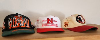 (3) Assorted Vintage NCAA Sports Caps