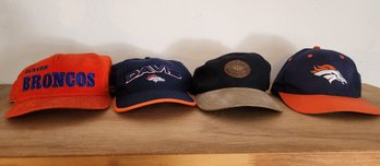 (4) Assorted Vintage NFL Football Denver Broncos Sports Caps