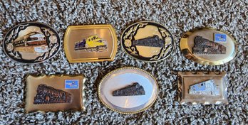 Assortment Of Vintage Railroad TRAIN Themed Belt Buckles