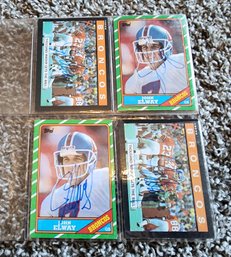 (4) AUTOGRAPHED Denver Broncos JOHN ELWAY Football Cards