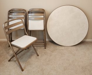 Vintage DURHAM Mid Century Modern Folding Table And (6) Chairs