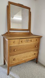Vintage Wooden Dresser With Mirror Feature
