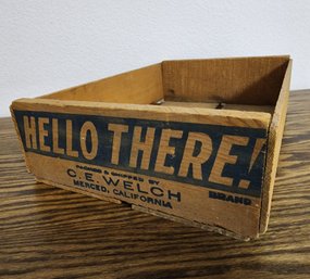Vintage HELLO THERE Wooden Storage Box