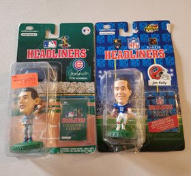 (2) Brand New HEADLINERS NFL And MLB Sports Collectible Figures