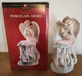 Vintage MAKER'S MARK Porcelain Hand Painted Angel Figure