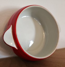 Vintage Red HALLS Ceramic Pot With Handles On Side