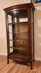 Vintage BOW Front Glass Wooden Display Cabinet