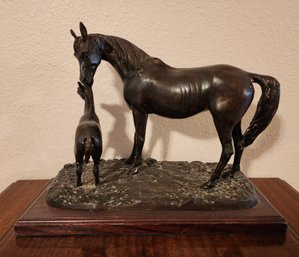 Vintage Cast Metal Horse Themed Fine Art Sculpture