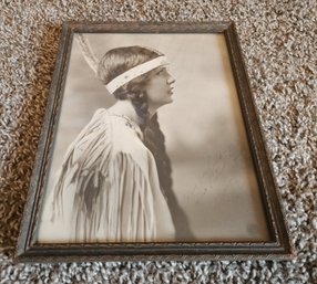 Rare Vintage Native American Original Franed Photo With Personal Inscription