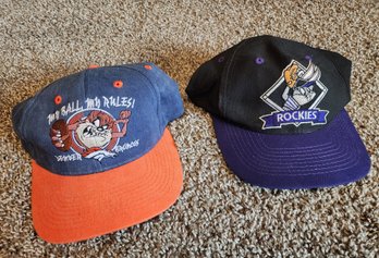 (2) Vintage LOONEY TUNES Themed Sports Snapback Caps