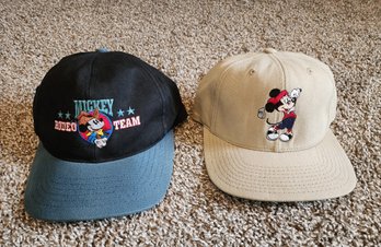 (2) Vintage Mickey Mouse Themed Adjustable Cap Hats