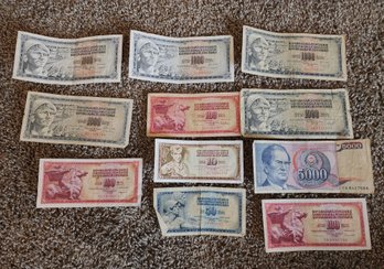 Assortment Of Vintage YUGOSLAVIA Paper Currency Bills