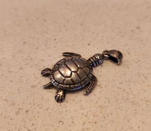 Vintage Sterling Silver Necklace Charm Turtle With Articulating Limbs