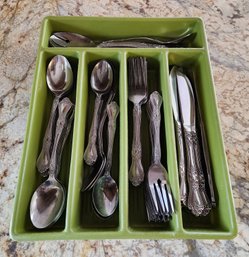 Vintage ROGERS CO. Flatware STAINLESS STEEL Set With Organizer