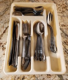 Vintage COLUMBIA Stainess Steel Flatware Set With Organizer