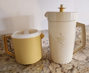 (2) Vintage Plastic Mid Century Modern Beverage Serving Containers