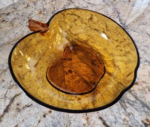 Vintage Brown Glass Apple Themed Serving Dish