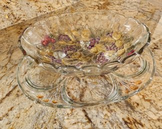 (2) Vintage Colored Art Glass Serving Dishes