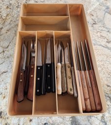 Assortment Of Kitchen Knives With Organizing Tray