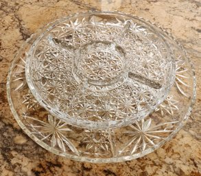 (2) Beautiful Art Glass Serving Tray Platters