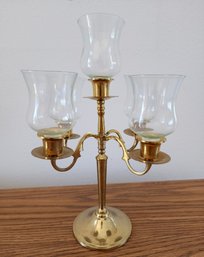 Vintage Brass And Glass Accent Candelabra