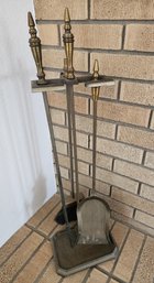 Vintage Metal Handle Fireplace Accessory Kit With Stand