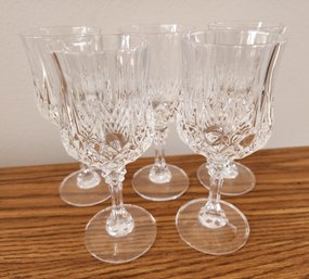 (5) Vintage Crystal Wine Glasses