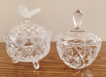 (2) Fine Art Glass And Crystal Candy Dishes With Lids