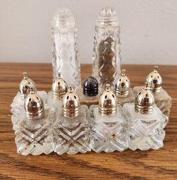 Large Assortment Of Cut Glass Salt And Pepper Shakers