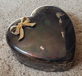 Vintage Silver Plated Jewelry Heart Shaped Box
