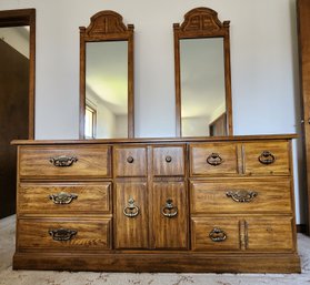 Vintage Dresser With Double Accent Mirror Feature